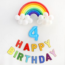 무지개 생일 풍선 세트, 레인보우(생일풍선세트), 하늘 4(숫자풍선), 1세트
