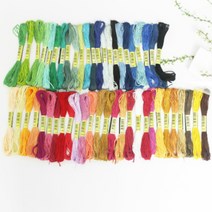 홈데코 십자수용 면사 자수실 50종 세트, 혼합색상, 8m