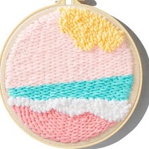 생활의지혜 펀치니들 프랑스 자수 만들기 재료 세트, 1세트, 40 핑크하늘바다