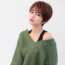 스트레이트 숏커트 가발, 라이트 브라운, 1개