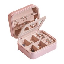 리빙에스 휴대용 여행 액세서리 보석함, 핑크, 1개