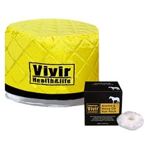 비비르뷰티 홈케어 열처리 트리트먼트 헤어캡 + 아로마마유 헤어팩 + 비닐캡 세트, 옐로우(헤어캡), WH-1