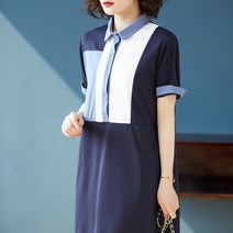 아뗄릭 깔끔한 배색 쉬폰 셔츠 원피스 00221