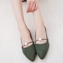 스타 발등 펄 장식 단화