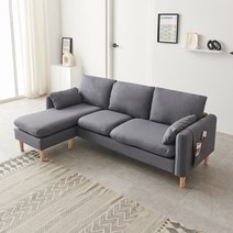 리빙힙 라무어 아쿠아텍스 패브릭 모듈형 카우치 3~4인용 소파 방문설치, 다크 그레이