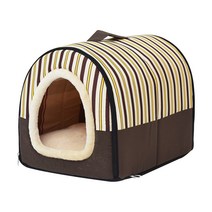 러버블리펫 반려동물 숨숨집 이동가방 침대, 스트라이프 브라운