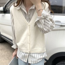 페이퍼먼츠 심플 스웨터 민소매 니트 이너 베스트 조끼 01089