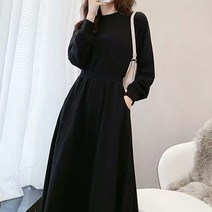 비비에모 라운드 긴팔 허리밴딩 데일리 롱 원피스 00482