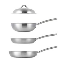 에델코첸 통3중 뉴 이지프리즘 프라이팬 3종 세트, 크림, 프라이팬 24cm + 프라이팬 28cm + 웍팬 24cm