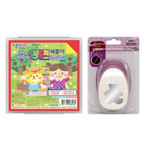 포코스 ReZo 모양펀치 R-36   종이나라 양면 색종이 10종 x 10p   케이스, 1세트, 곰 1