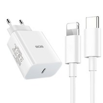 퀄컴 퀵차지 C타입 아이폰 고속충전기 QPD-1 / HC-050 + CTO8 핀케이블 2m, 화이트, 1세트