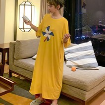 여성용 루즈핏 반팔 원피스 홈웨어
