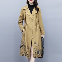 아뗄릭 빅사이즈 더블카라 허리 셔링 트렌치 미디 코트 00504