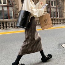 민성컴퍼니 임산부 체크 롱 스커트