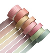 미빌 문구 베이직 패턴 마스킹 테이프 8종 세트, 라이징썬, 1세트