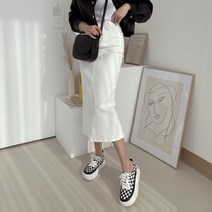 세컨그라운드 여성용 코튼 H라인 뒷트임 스커트