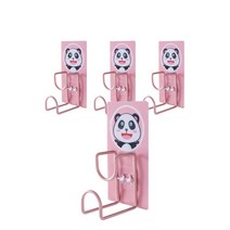나홈 다용도 현관 마스크 열쇠 차키 캐릭터 벽 후크, 팬더 핑크, 4개
