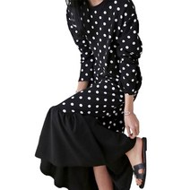 비비에모 프렌치 레트로 도트 니트 롱 원피스 00879