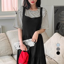 무드인더 여성용 오버핏 단가라 반팔 티셔츠