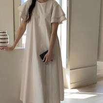 메이첼 루즈핏 플레어 이중 소매 롱 여름 원피스 00579