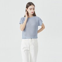 비엔엑스 여성용 데일리 하찌 라운드넥 반팔 니트 BU1KP017L0