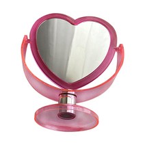 순수하랑 감성 하트 아크릴 투명 탁상거울, 핑크