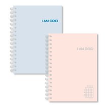 아이 엠 노트 2.5mm 그리드 노트 2종 세트 80-0010, 1세트, LIGHT BLUE, LIGHT PINK