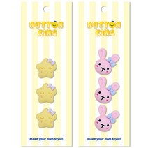 동대문단추왕 귀여운 캐릭터 단추 세트 별님옐로우 + 토끼, 6세트, 옐로우, 핑크