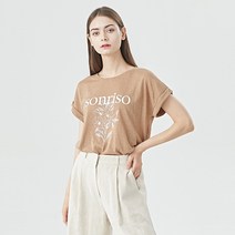비엔엑스 여성용 플라워 프린트 카브라 린넨 티셔츠 BU1TS086L0