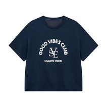 VOV 여성용 로고 프린트 백 배색 티셔츠 7152340001
