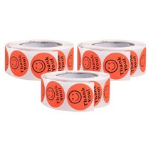 땡큐 롤 스티커 500p, 형광다홍, 3개