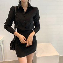 비비에모 심플 카라 셔츠 미니 원피스 01682