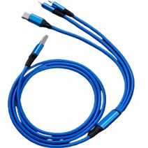 스트릿램프 3 in 1 스마트폰 멀티 고속 충전 케이블, 블루, 120cm