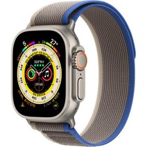 Apple 애플워치 Ultra 트레일 루프 49mm GPS+Cellular 티타늄 케이스, 블루/그레이 S/M