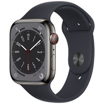 Apple 애플워치 8 GPS+Cellular, 45mm, 스테인리스, 그래파이트 / 미드나이트 스포츠 밴드
