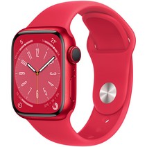 Apple 애플워치 8, 41mm, GPS, 알루미늄, (PRODUCT)RED / 레드 스포츠 밴드, 레드(케이스) + 레드(밴드)