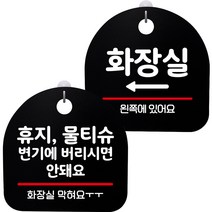 뭉키데코 고리형 안내표지판 2종 블랙 S8 세트, 1세트, S8_114(휴지 물티슈 변기에 안돼요, 화장실 왼쪽)