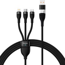 베이스어스 플래쉬시리즈2 2 for 3 고속 충전케이블 100W, 블랙, 1.2m