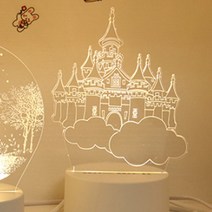 쿼르디 LED 아크릴 3D 무드등 USB형, 캐슬