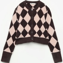 미쏘 여성용 아가일 패턴 날개사 가디건