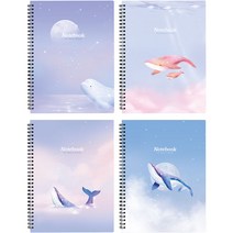 핑크풋 4000 고래 소프트노트 4종 세트, 수영고래 하늘고래 소원고래 핑크고래, 1세트
