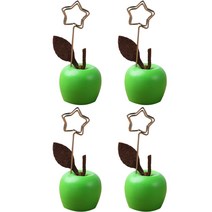 라이프스윗 스탠드 메모 클립 명함 홀더 데스크 장식품 사과 4p, 그린