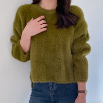 슈가펀 여성용 앤더니 라운드넥 언발 니트