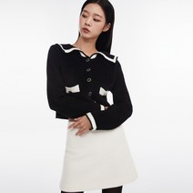 미쏘 여성용 빅카라 배색 날개사 가디건