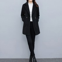 아뗄릭 여성용 빅사이즈 심플 모직 데일리 반 코트 01540