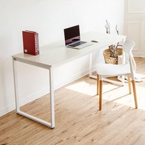 디어 1500 1인용 컴퓨터 철제 책상, 화이트오크(상판) + 화이트(프레임)