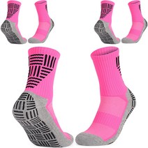 여성용 발편한 논슬립 스포츠 양말 3켤레 세트, 핑크