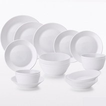파이렉스밀크글라스 6인 그릇 세트, 밀크화이트, 밥공기 6p + 국그릇 6p + 앞접시 6p + 소접시 3p + 중접시 2p + 대접시 + 수저받침 6p
