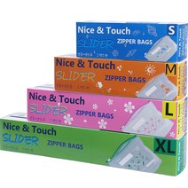 나이스엔터치 스페셜 에디션 이지 슬라이더 지퍼백 특대형 12p + 대형 15p + 중형 20p + 소형 20p 세트, 1세트, 혼합
