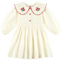 월튼키즈 여아용 프릴 카라 플라워 원피스